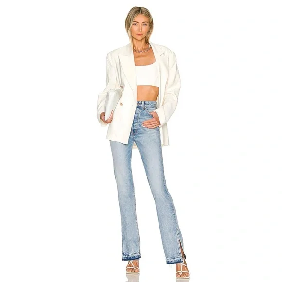 EB Denim Unraveled Two Newport frayed high-rise straight-leg jeans women’s 28 - Picture 5 of 13